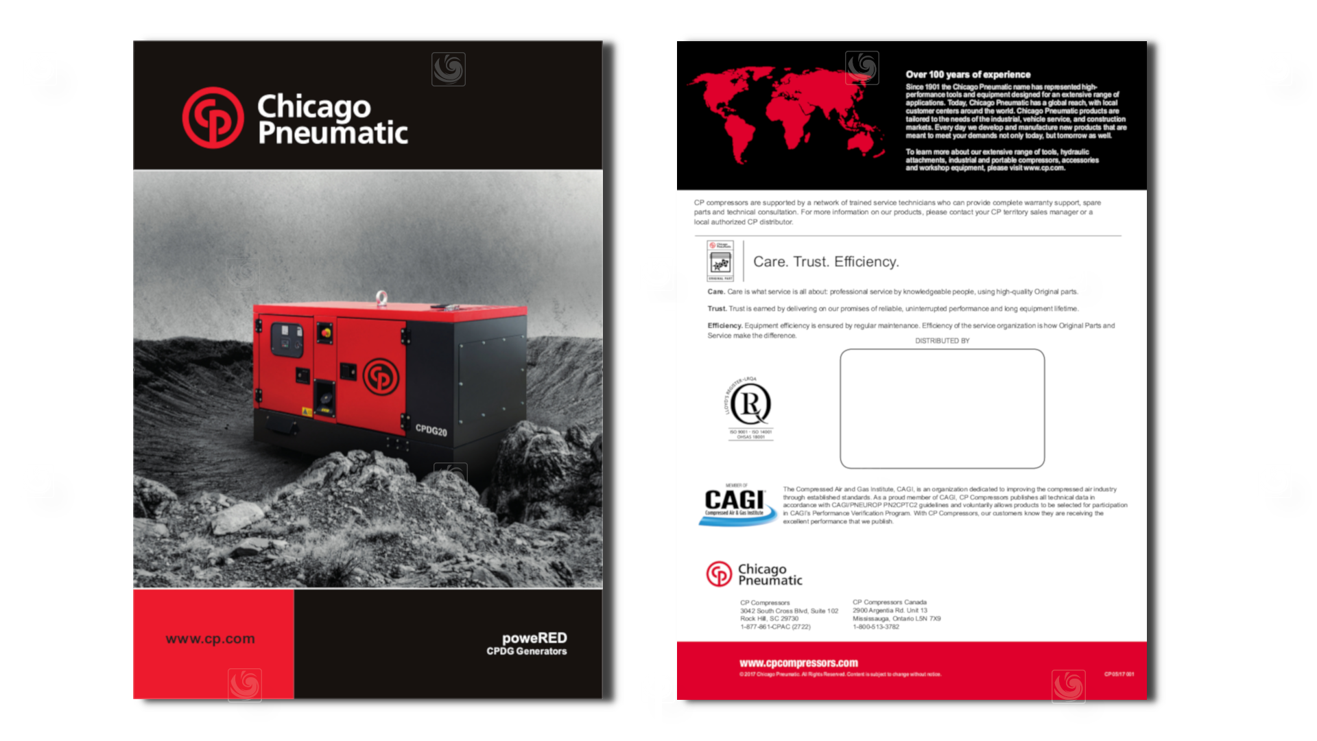 Brochure used as an entry marker to the Augmented Reality, developed for Chicago Pneumatic