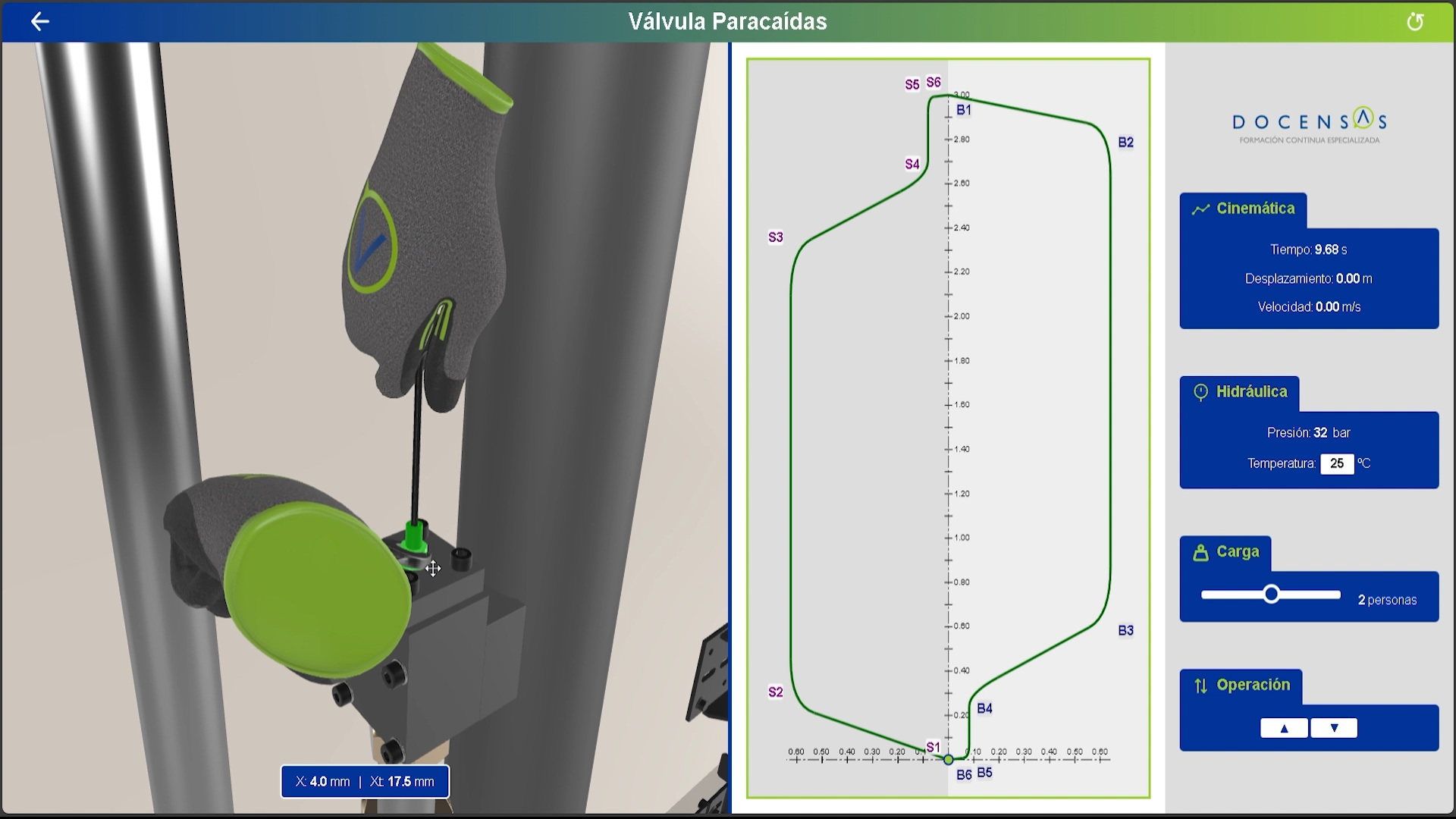 Adjusting the threaded rod of the parachute valve activity