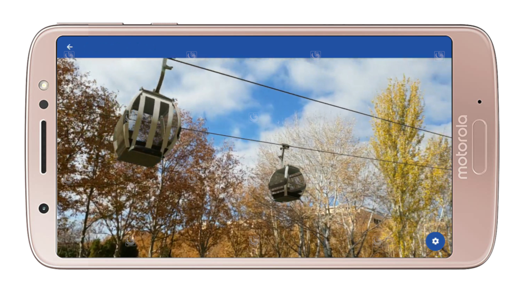 Screenshot of Augmented Reality app developed for Doppelmayr, showing the use of animated 3D models