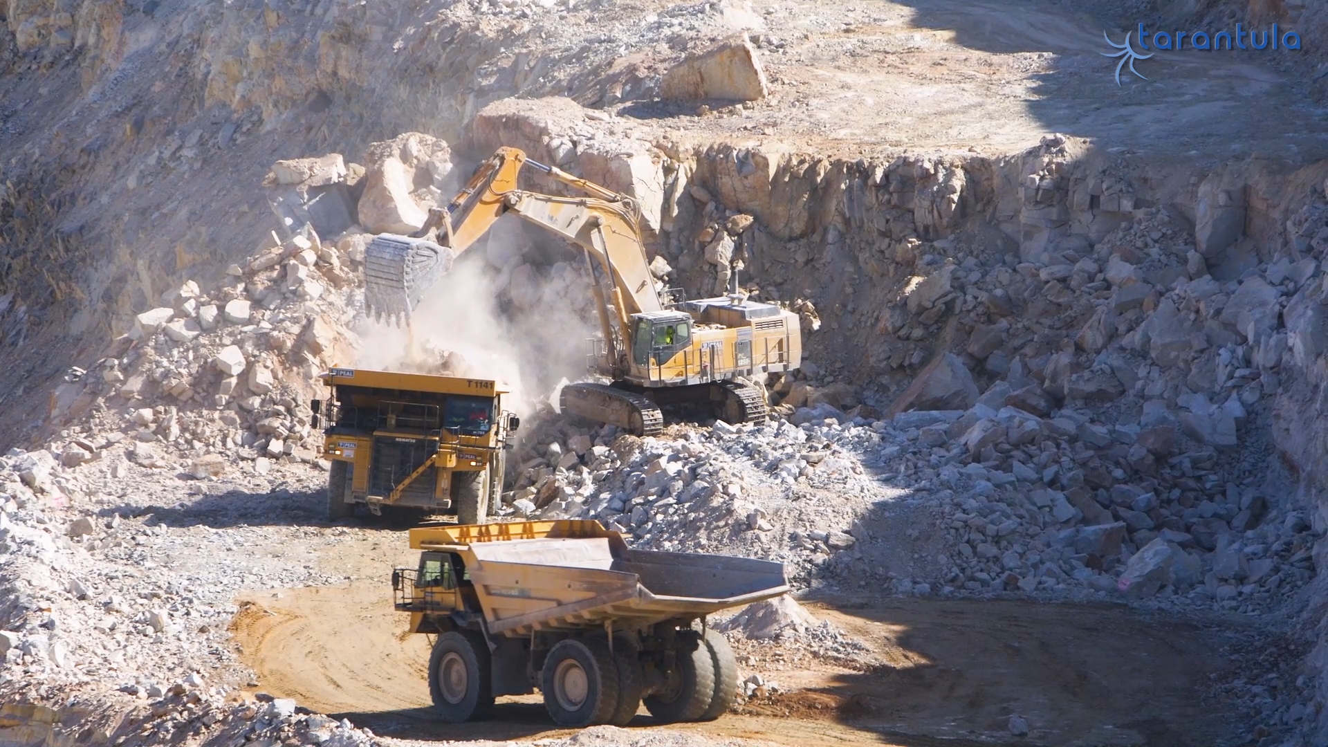 Mining operations in a quarry