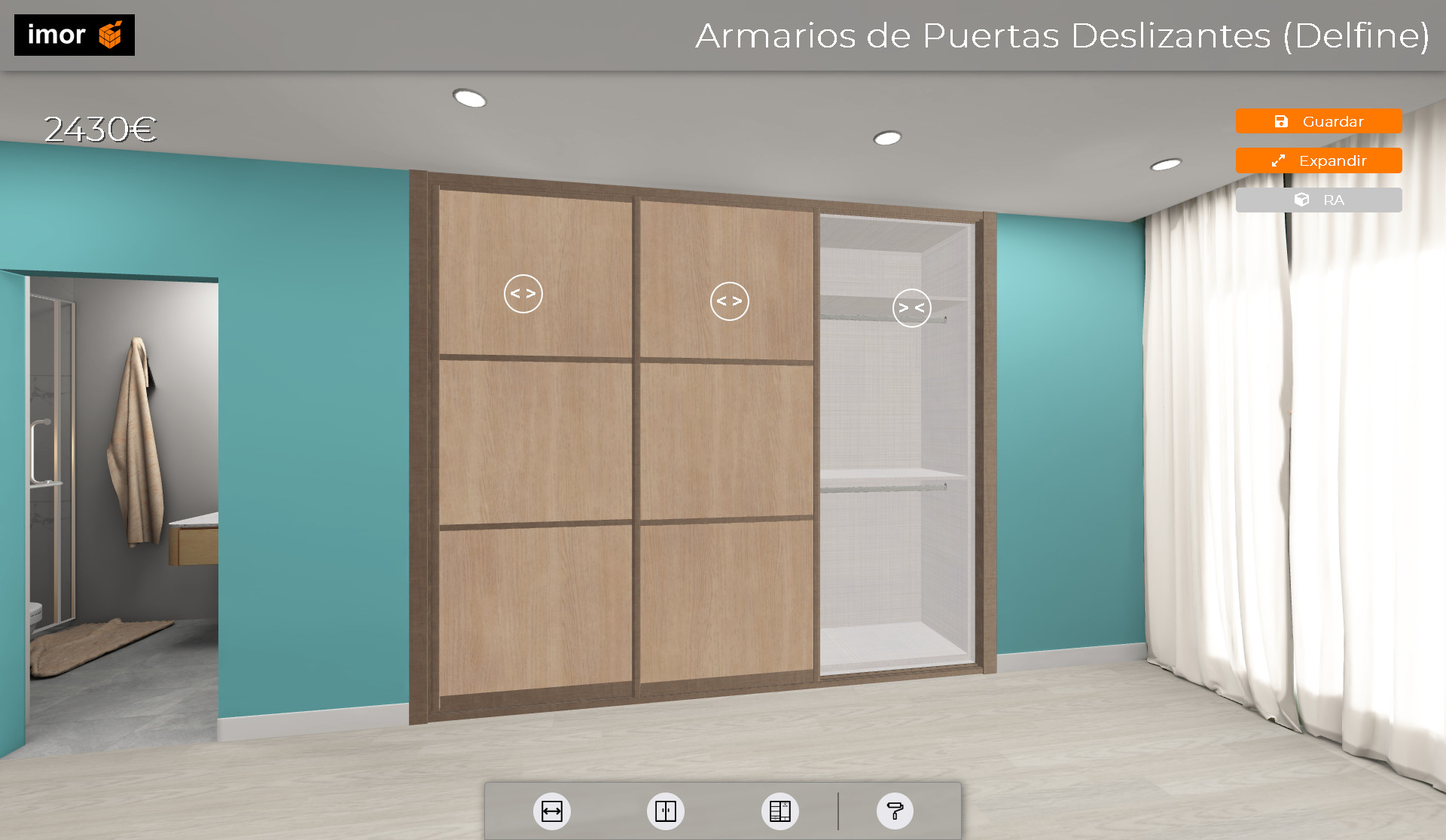 Configuración de armario desde herramienta 3D sobre web