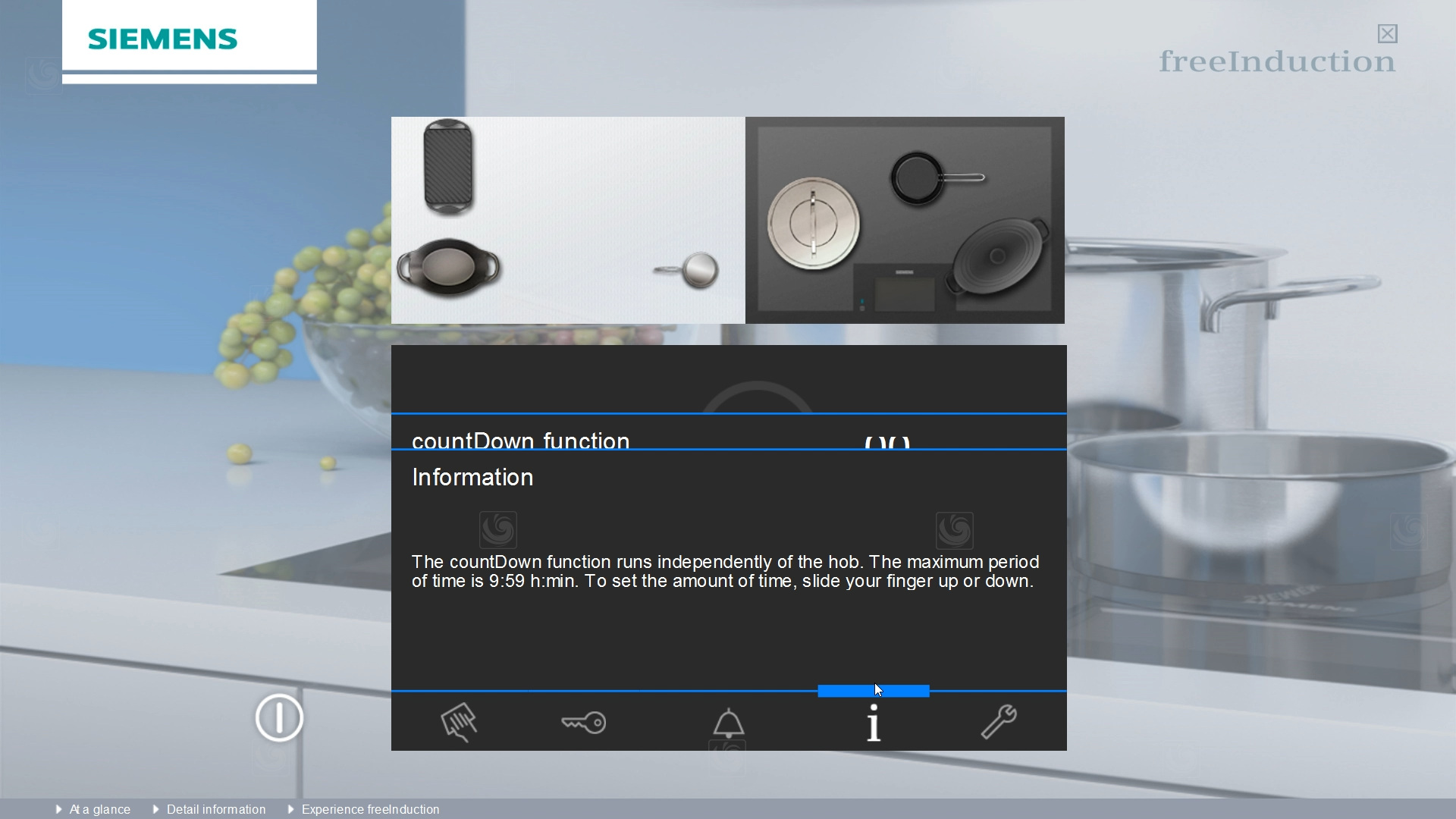 Induction cooktop touch control emulation functionality, in web app developed for Bosch and Siemens